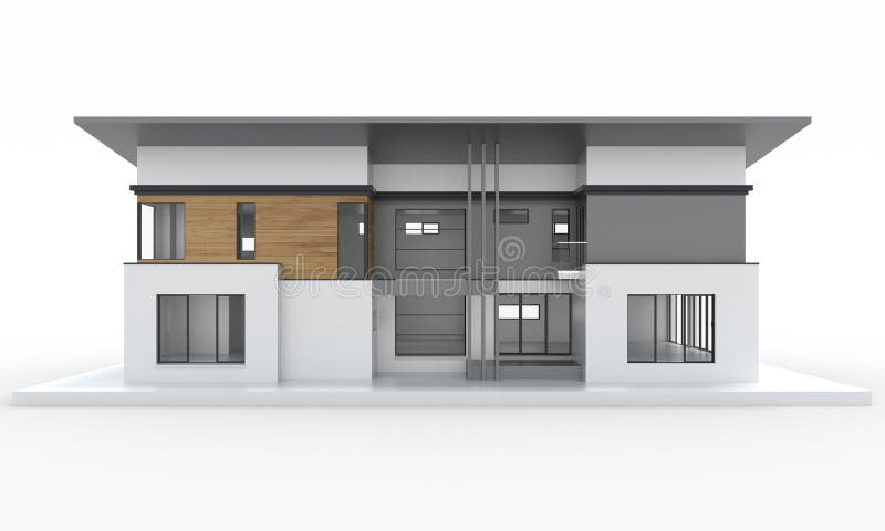3d geef van modern geïsoleerd huis terug stock illustratie 3d geef van modern geïsoleerd huis terug stock illustratie