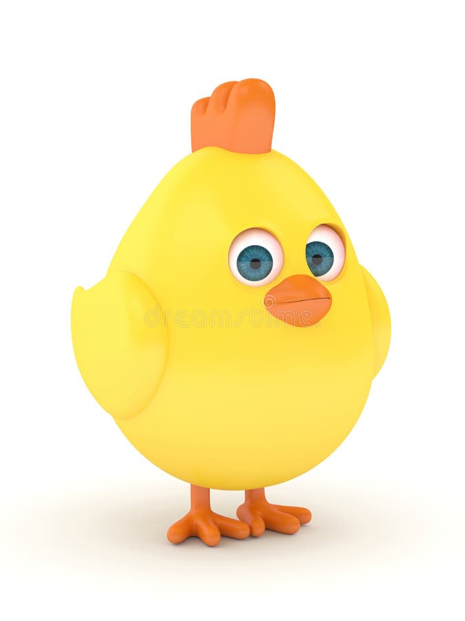 3d geef van Pasen grappig kuiken over wit terug vector illustratie 3d geef van Pasen grappig kuiken over wit terug vector illustratie