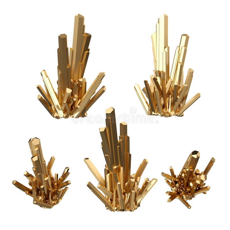 3d geef, vat gouden kristallen, perspectiefmening, gouden goudklompje, esoterisch die ontwerpelement, illustratie op witte achter stock illustratie 3d geef, vat gouden kristallen, perspectiefmening, gouden goudklompje, esoterisch die ontwerpelement, illustratie op witte achter stock illustratie