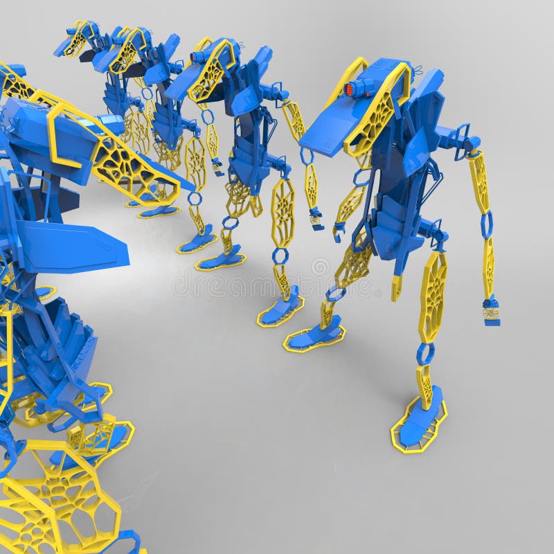 3D generativer Entwurf eines Roboters - Illustration 3D stock abbildung