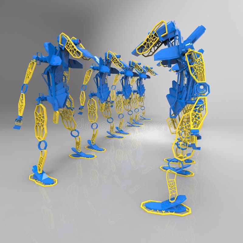 3D generativer Entwurf eines Roboters - Illustration 3D lizenzfreie abbildung