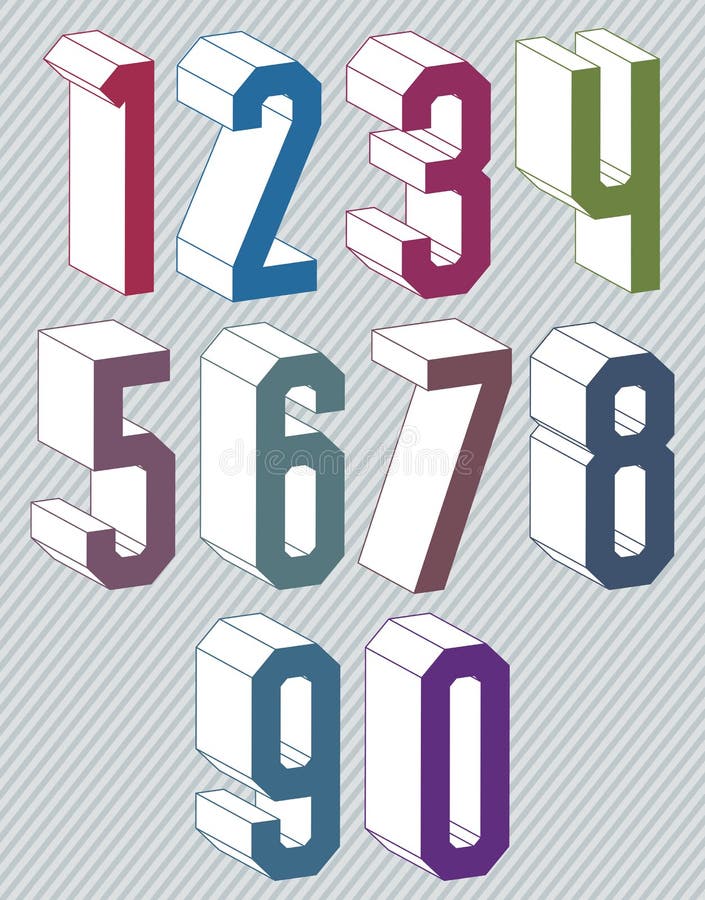 Download 3d Geometric Colorful Numbers Set Stock Vector - Illustration of character, colorful: 45380247