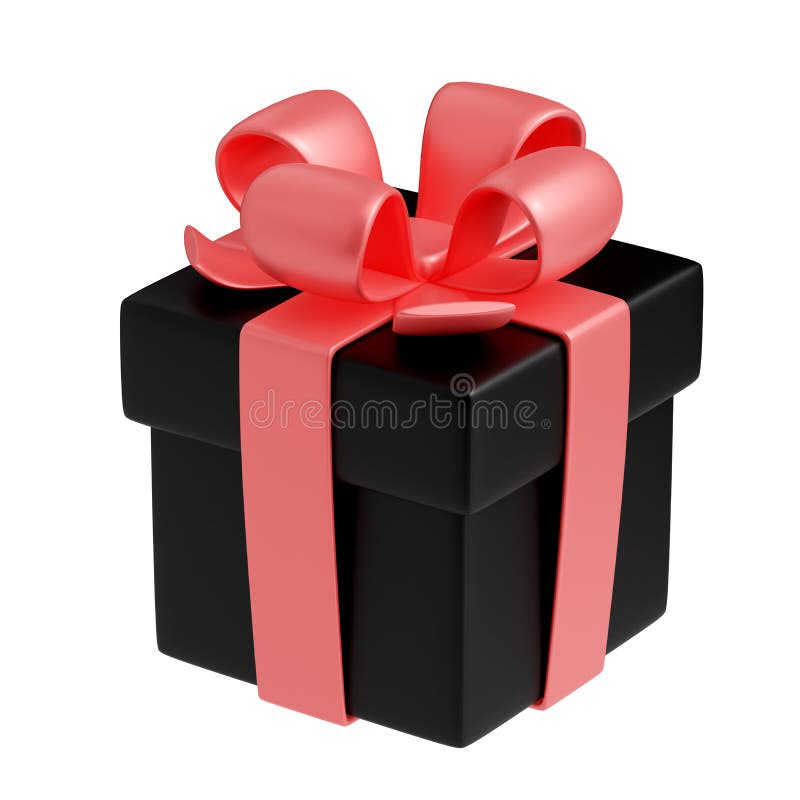 3D-Geschenkbox schwarz Verpackung mit rosa Bogen lizenzfreie abbildung