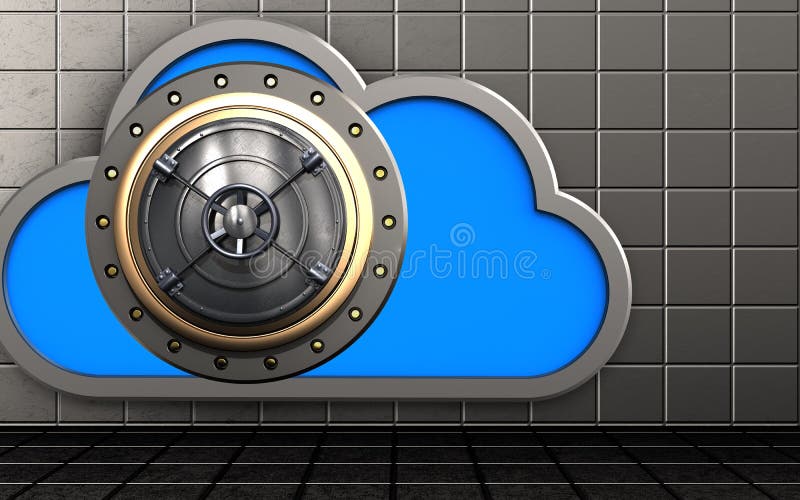 3d gesloten wolk van de bankdeur vector illustratie