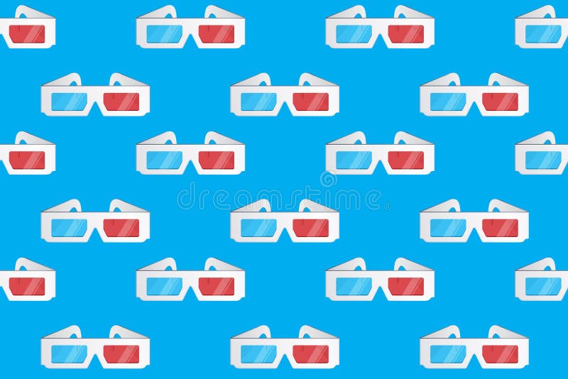 3d glasses vector pattern on blue background vector illustration