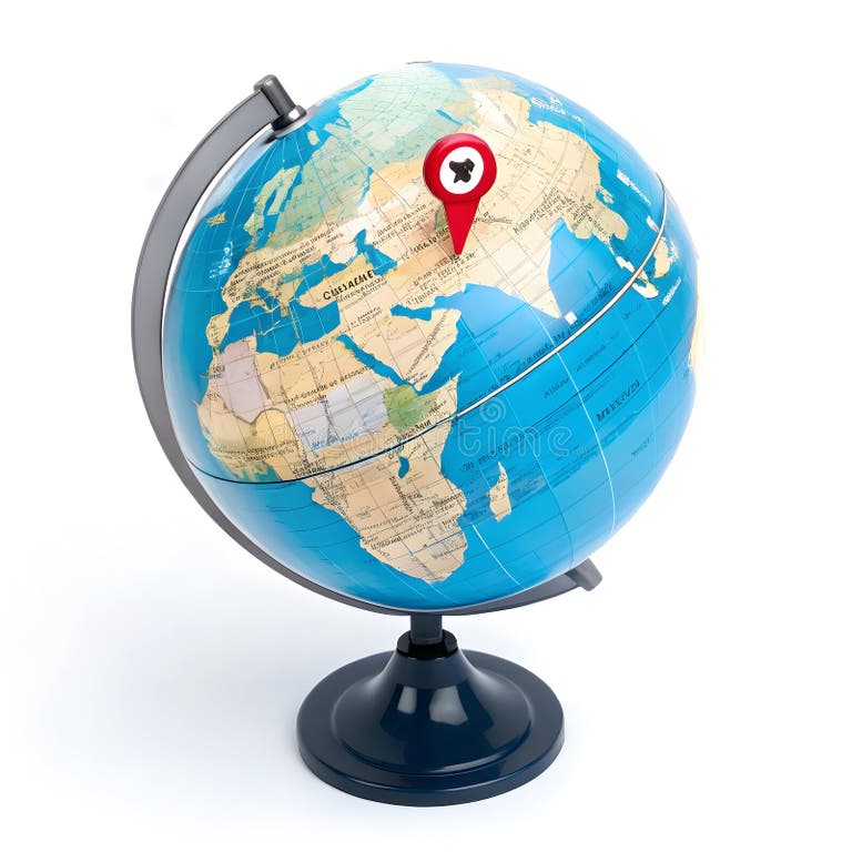 3D Globe with Location Map Pin Icon Stock Illustration - Illustration ...
