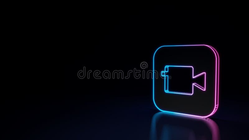3d Glowing Neon Symbol Of Icon Of Camera App Isolated On Black Background Stock Illustration Illustration Of Light Pink