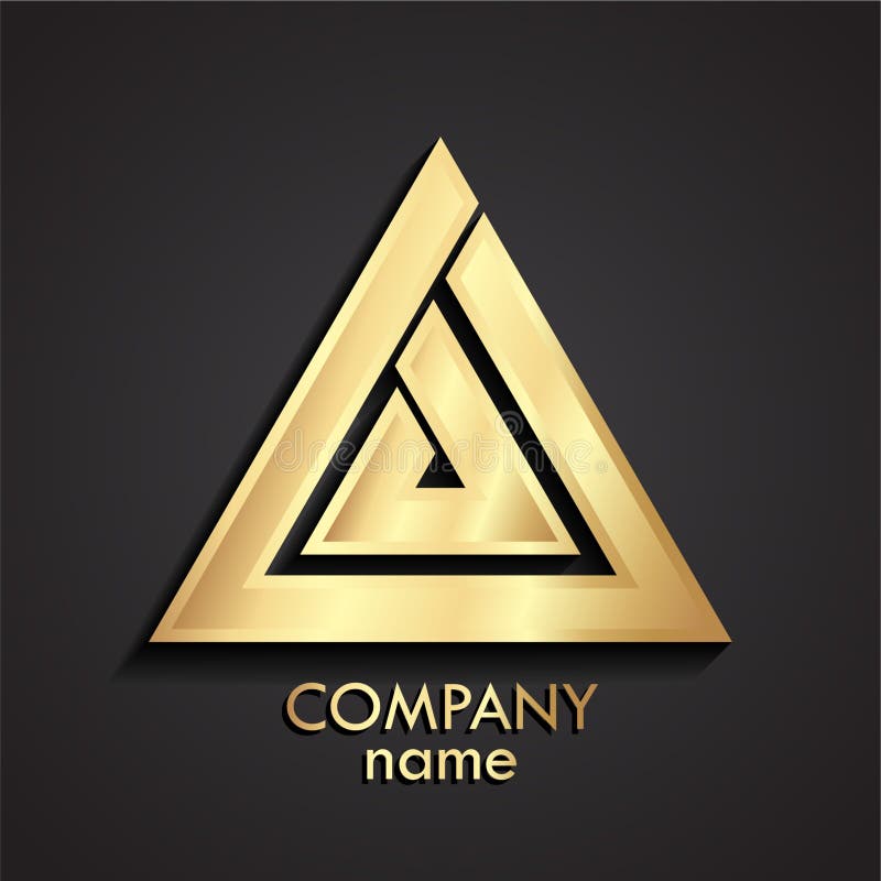 3d gold abstract linear shape triangle logo vector illustration