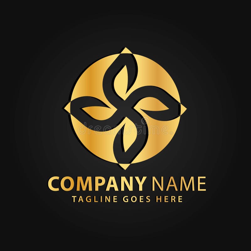 3D Gold Circle Lotus Flower Company Logos Design Vector Illustration