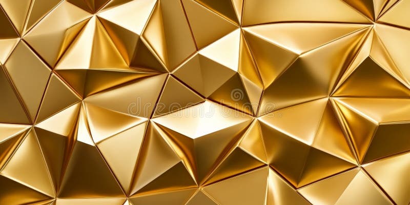 3D gold geometric background with raised triangular metallic patterns, modern and stylish. royalty free stock image