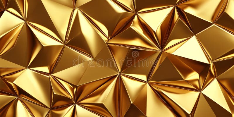 3D gold geometric background with raised triangular metallic patterns, modern and stylish. royalty free stock photos