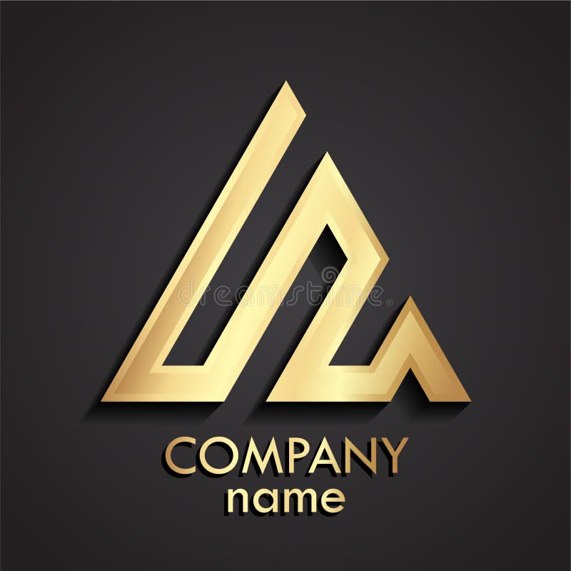 3d gold linear shape triangle logo royalty free illustration