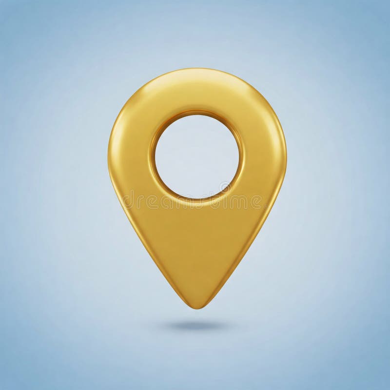 D Gold Location Pointer isolated on a white stock illustration