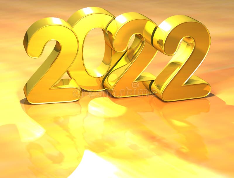 3D Red New Year 2022 On White Background Stock