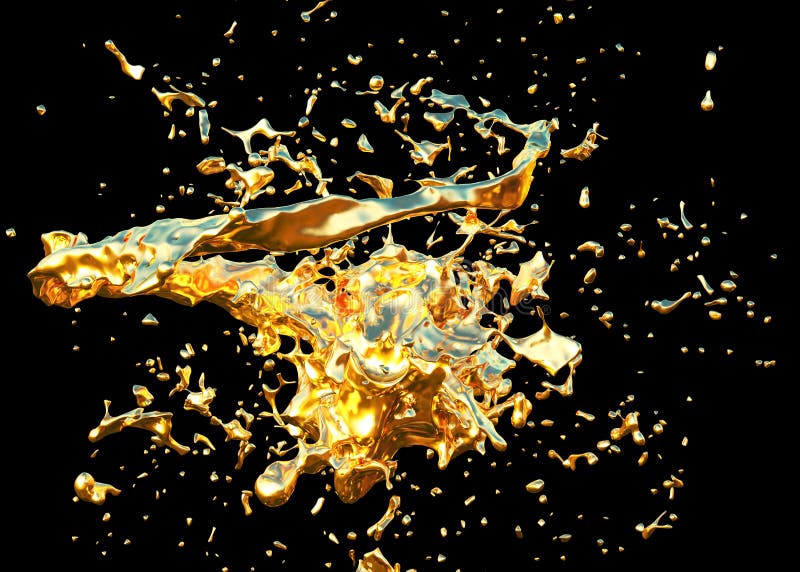 3D Gold splash stock illustration. Illustration of artifact - 243608668