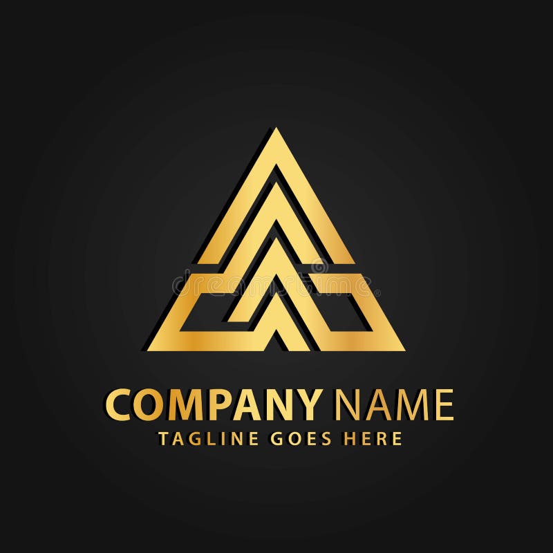 3D Gold Triangle Pyramid Abstract Modern Company Logos Design Vector ...