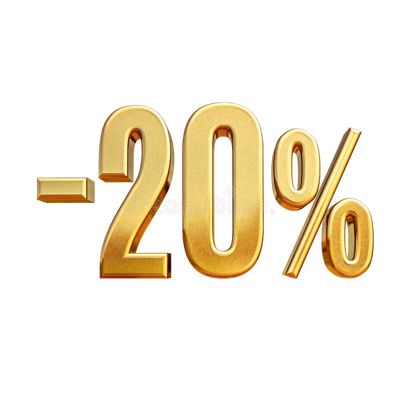 3d Gold 20 Twenty Percent Discount Sign Stock Illustration - Illustration  of deal banner 88621855