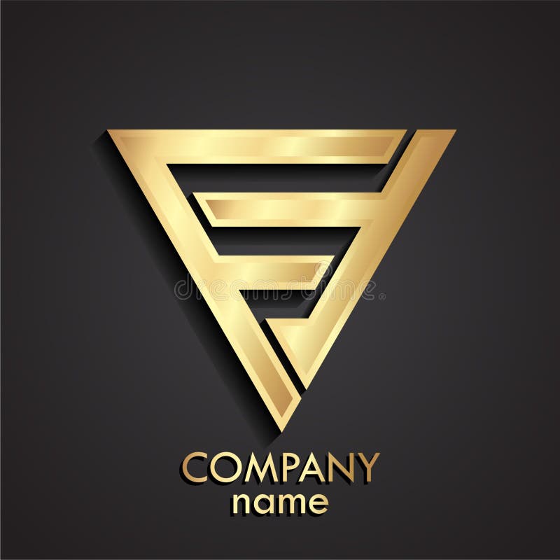 3d golden abstract shape triangle logo royalty free illustration