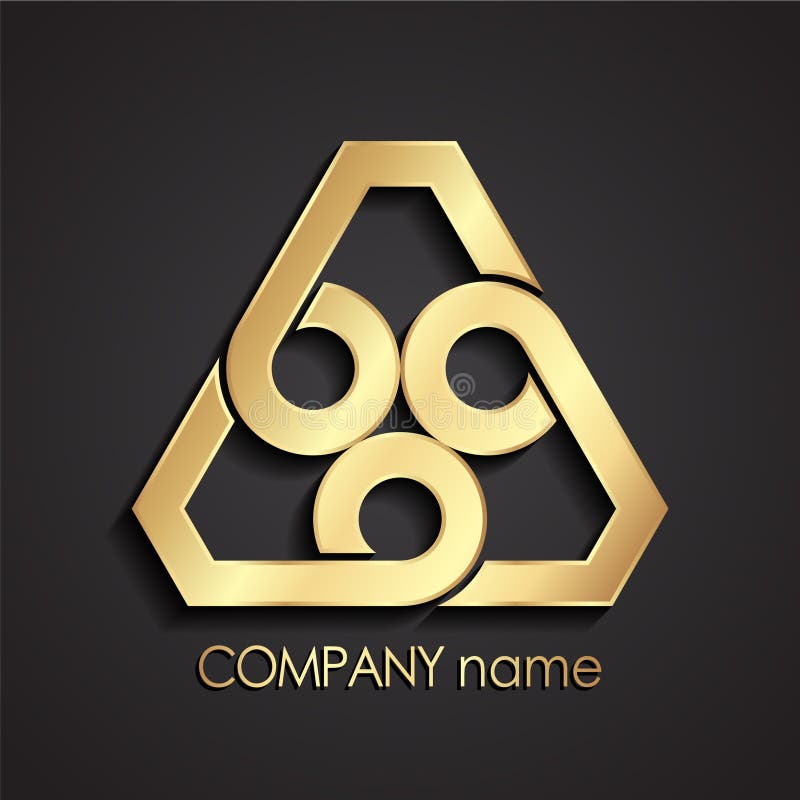 3d golden linear shape abstract triangle logo stock illustration