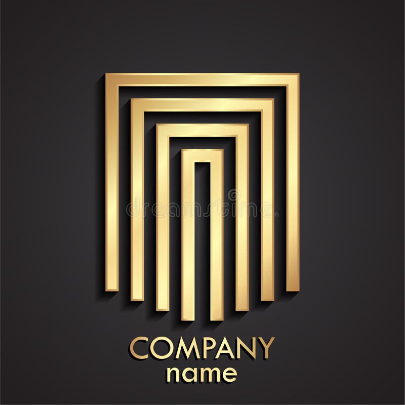 3d golden linear shape geometric square logo royalty free illustration