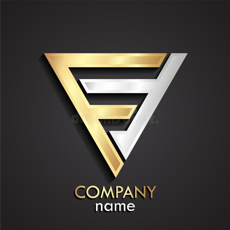 3d golden silver abstract shape triangle logo vector illustration