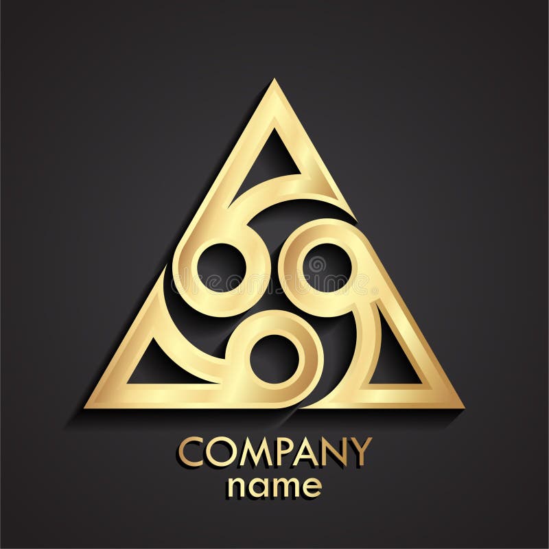 3d golden triangle japan symbol design logo royalty free illustration