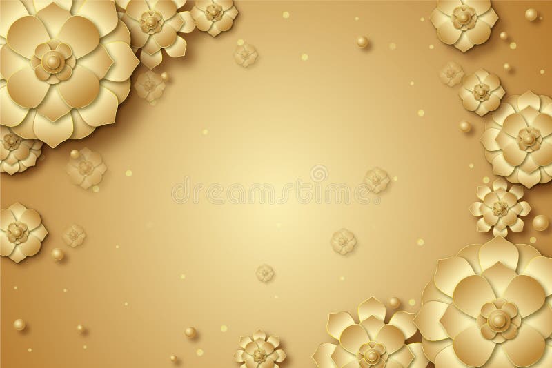 3d gouden bloemen decoratieve achtergrondmuuraffiche royalty-vrije illustratie 3d gouden bloemen decoratieve achtergrondmuuraffiche royalty-vrije illustratie