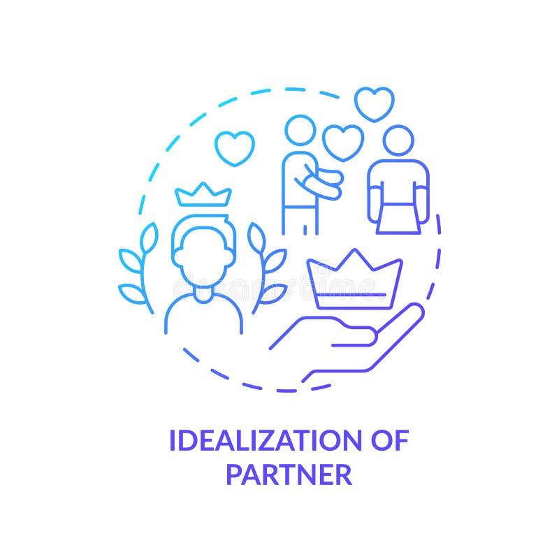 2D thin line gradient icon idealization of partner concept, isolated vector, blue illustration representing codependent relationship. 2D thin line gradient icon idealization of partner concept, isolated vector, blue illustration representing codependent relationship.