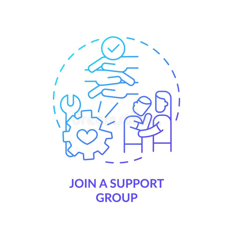 Pictograma gradient 2d se asociază unui concept de grup de asistență stock illustration