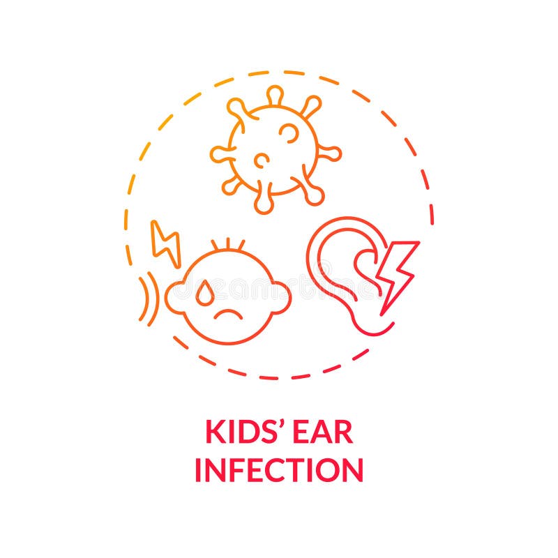 Concept de infectare a urechii pentru copii cu gradient de 2d vector illustration