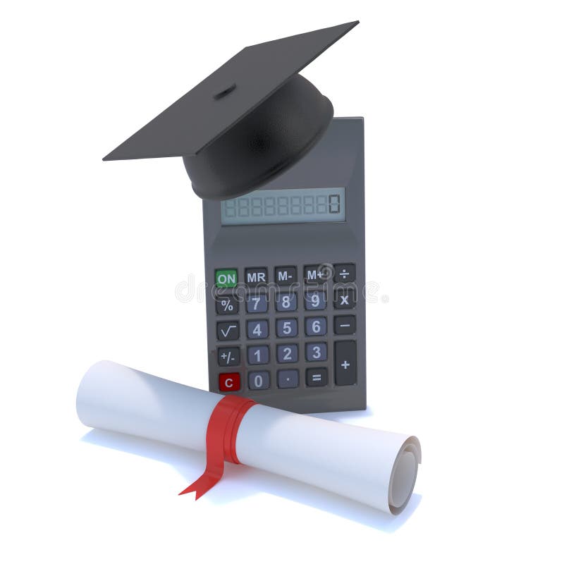 3d Graduation Calculator and Scroll Stock Illustration Illustration
