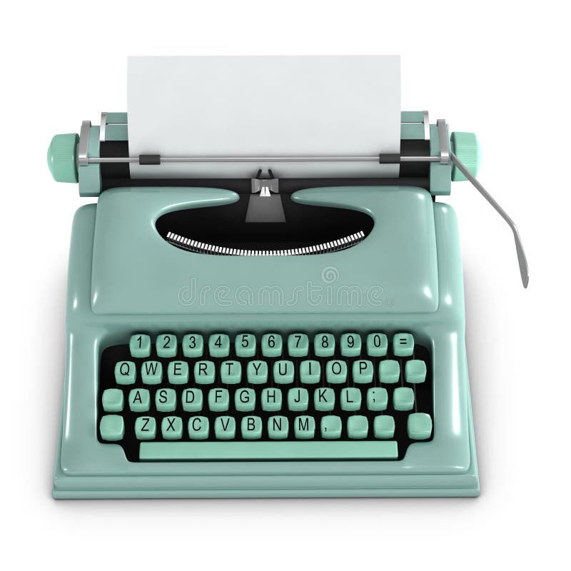 3d Green retro typewriter stock illustration. Illustration of