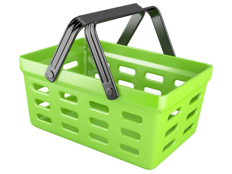 3d green shopping basket stock illustration. Illustration of color