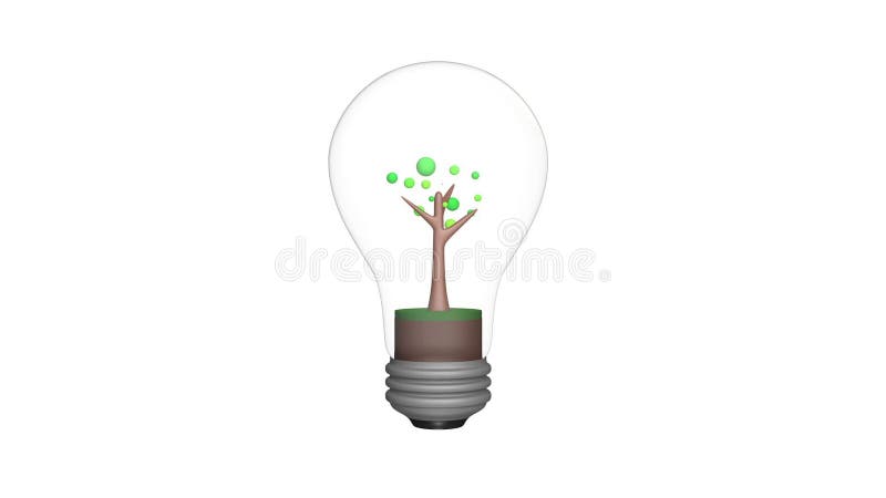 3d green tree growing in a light bulb royalty free illustration