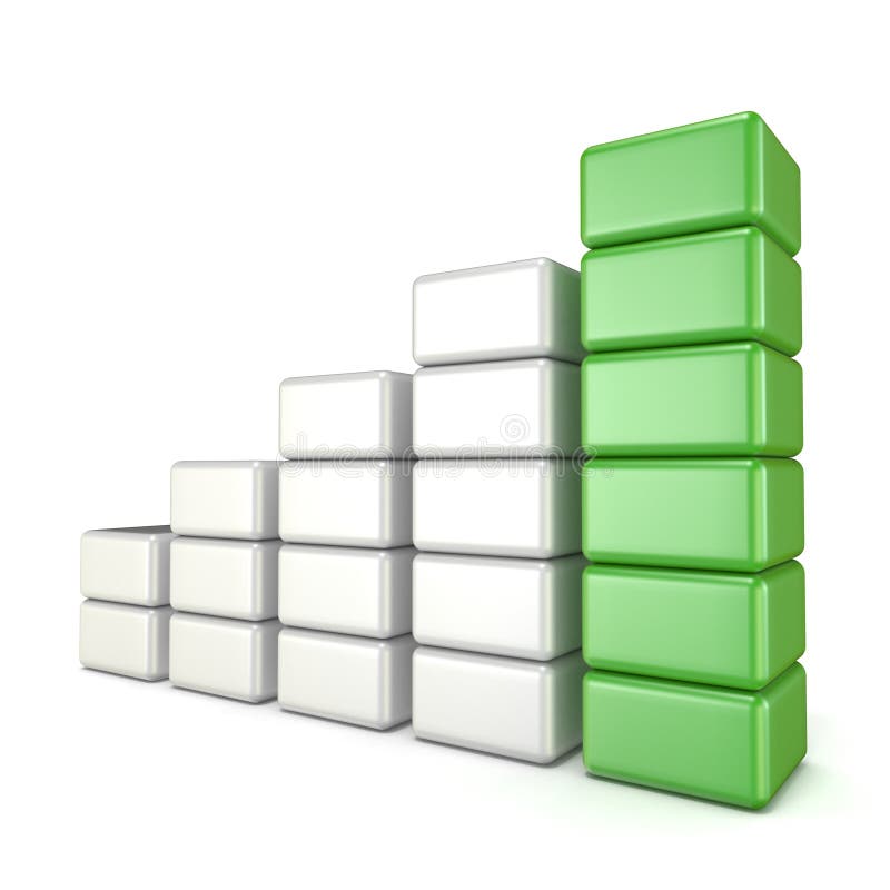 3D growth graph bars. Success concept. Render royalty free illustration