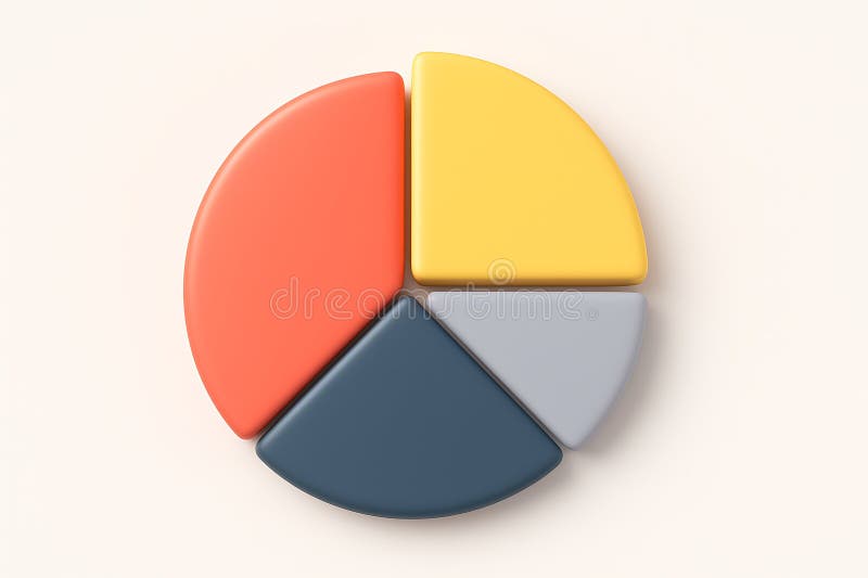 3d gráfico circular colorido con segmentos gris azul rojo diseño infográfico mínimo para visualización o análisis de datos stock de ilustración