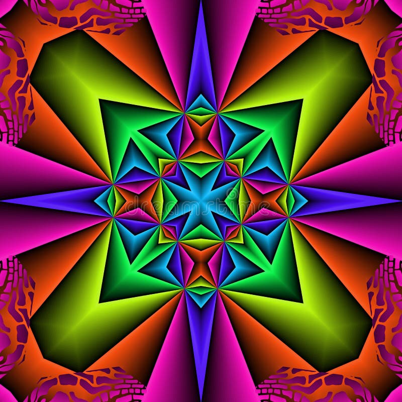 3d gráfico simétrico colorido stock de ilustración