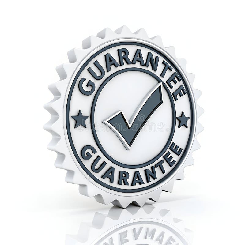 3D guarantee icon isolated on white background stock illustration