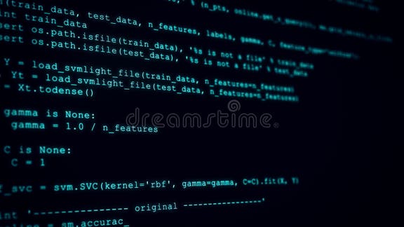3D Hacking Code Data Flow Stream on Black. Screen with Typing Coding ...