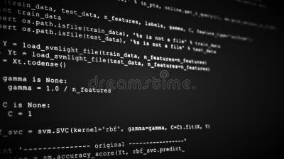 3D Hacking Code Data Flow Stream on Black. Screen with Typing Coding ...