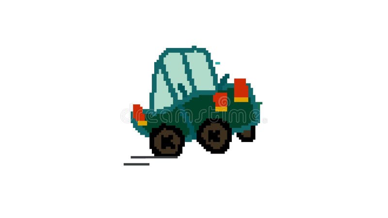 2d hand getrokken het beeldverhaalauto van de pixelkunst