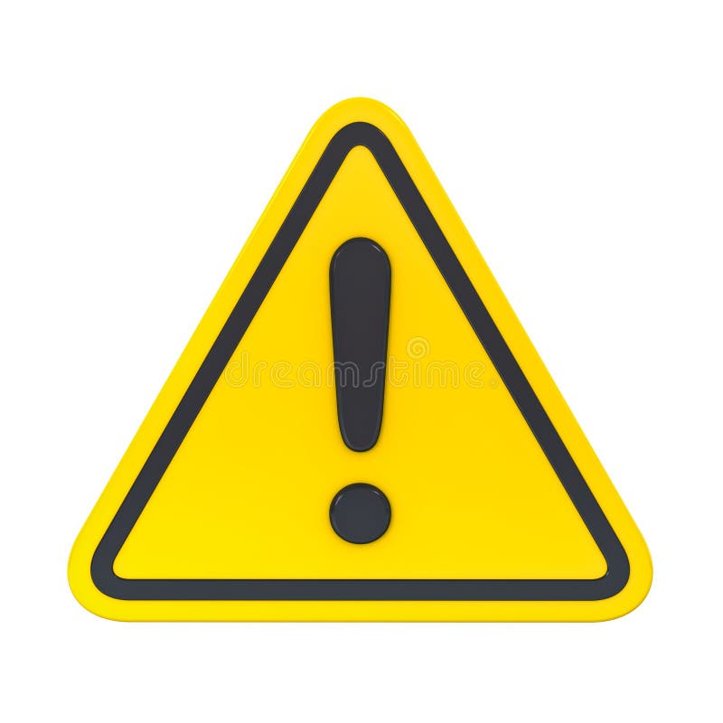 3d Hazard Warning Attention Sign With Exclamation Mark Symbol Isolated