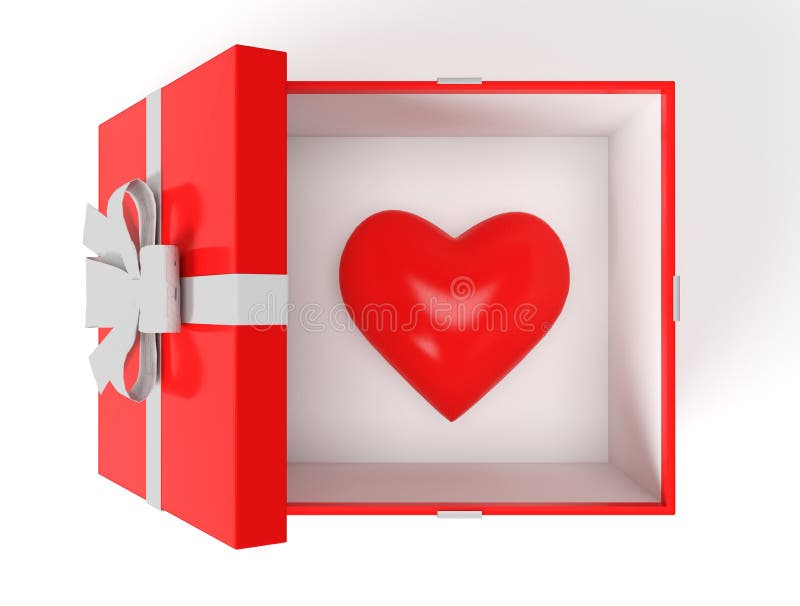 3D Heart inside gift box royalty free stock photo