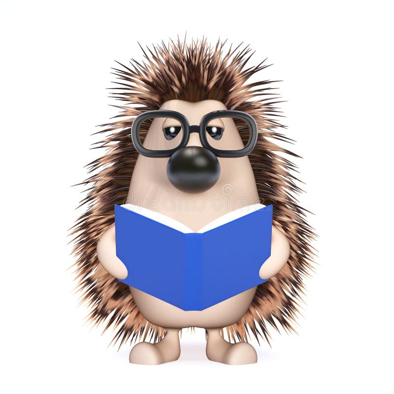 3d Hedgehog reads a good book