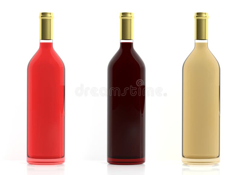 3d het teruggeven flessen wijn op witte achtergrond royalty-vrije illustratie