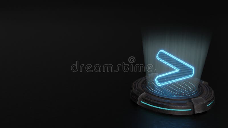 3d hologram symbol of greater than icon render