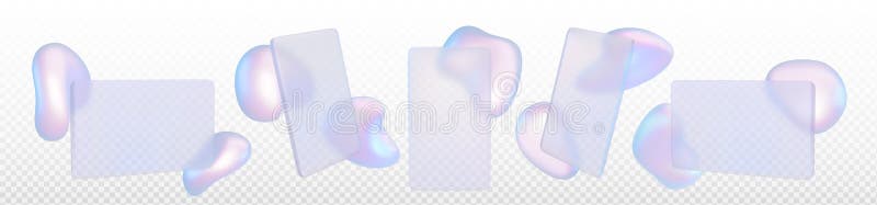 3d holographic glass morphism liquid bubble shape stock illustration