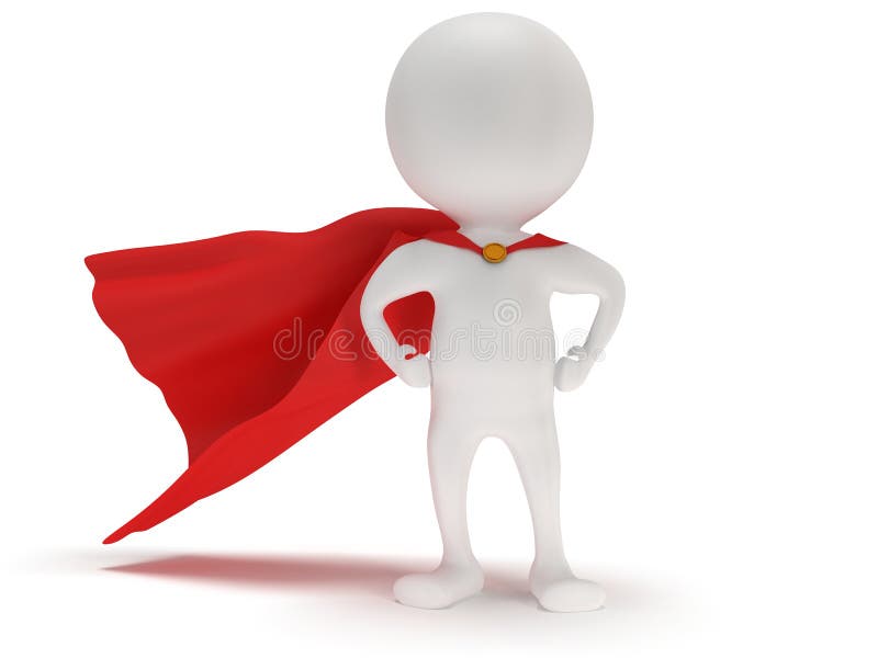 3d hombre - super héroe valiente con la capa roja ilustración del vector 3d hombre - super héroe valiente con la capa roja ilustración del vector