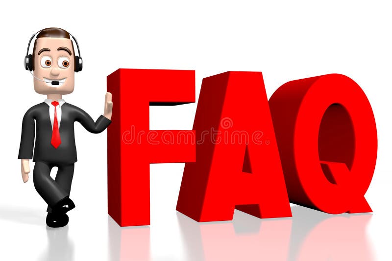 3D homme d'affaires, mot rouge - FAQ illustration libre de droits 3D homme d'affaires, mot rouge - FAQ illustration libre de droits