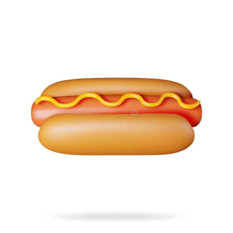 3D Hot Dog with Mustard Isolated on White royalty free illustration